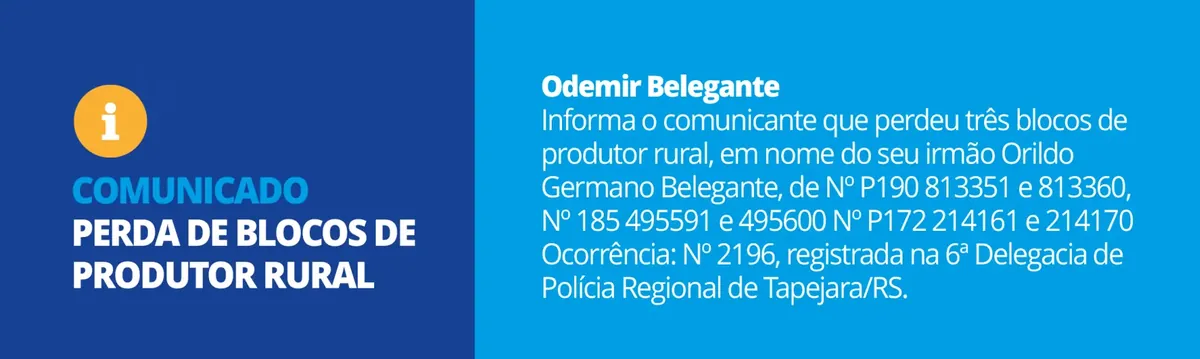 Anúncio de Odemir Belegante
