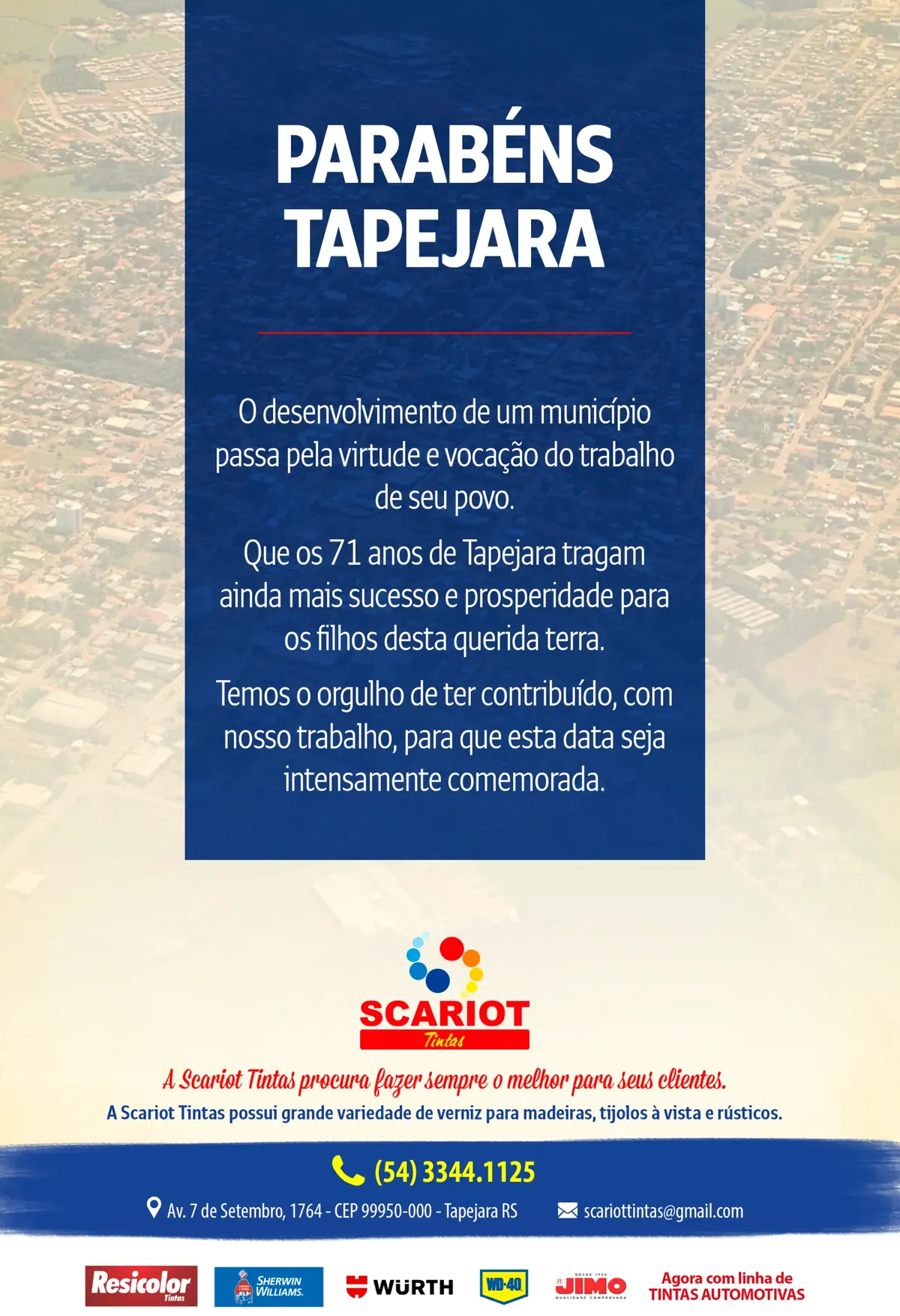 Anúncio de Scariot Tintas