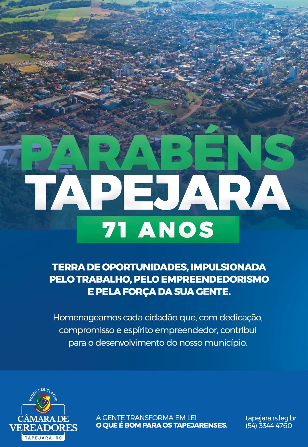 Anúncio de Câmara de Vereadores de Tapejara
