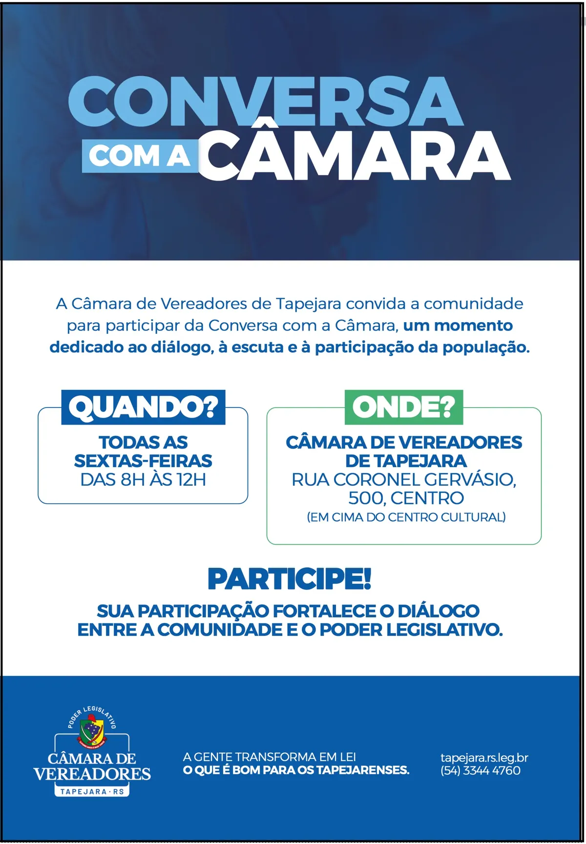 Anúncio de Câmara de Vereadores de Tapejara