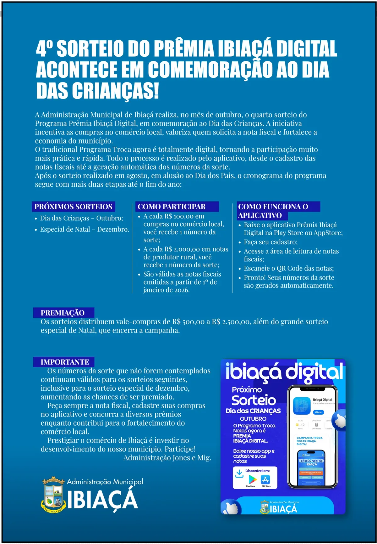 Anúncio de Prefeitura de Ibiaçá