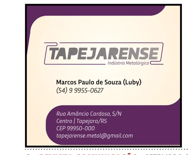 Anúncio de Tapejarense Indústria Metalúrgica